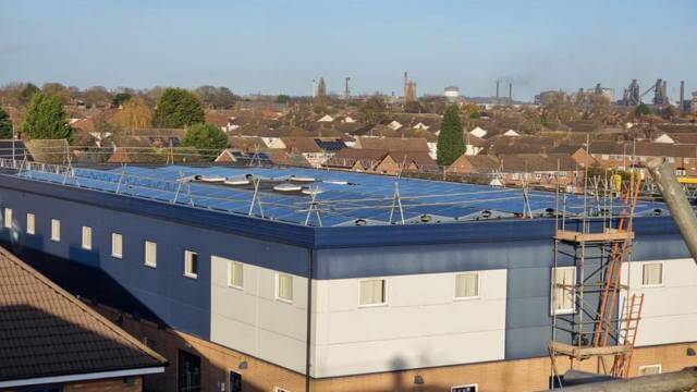 solar panel on roof at school in north lincolnshire