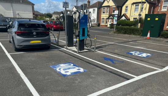 car charging at a car charging point